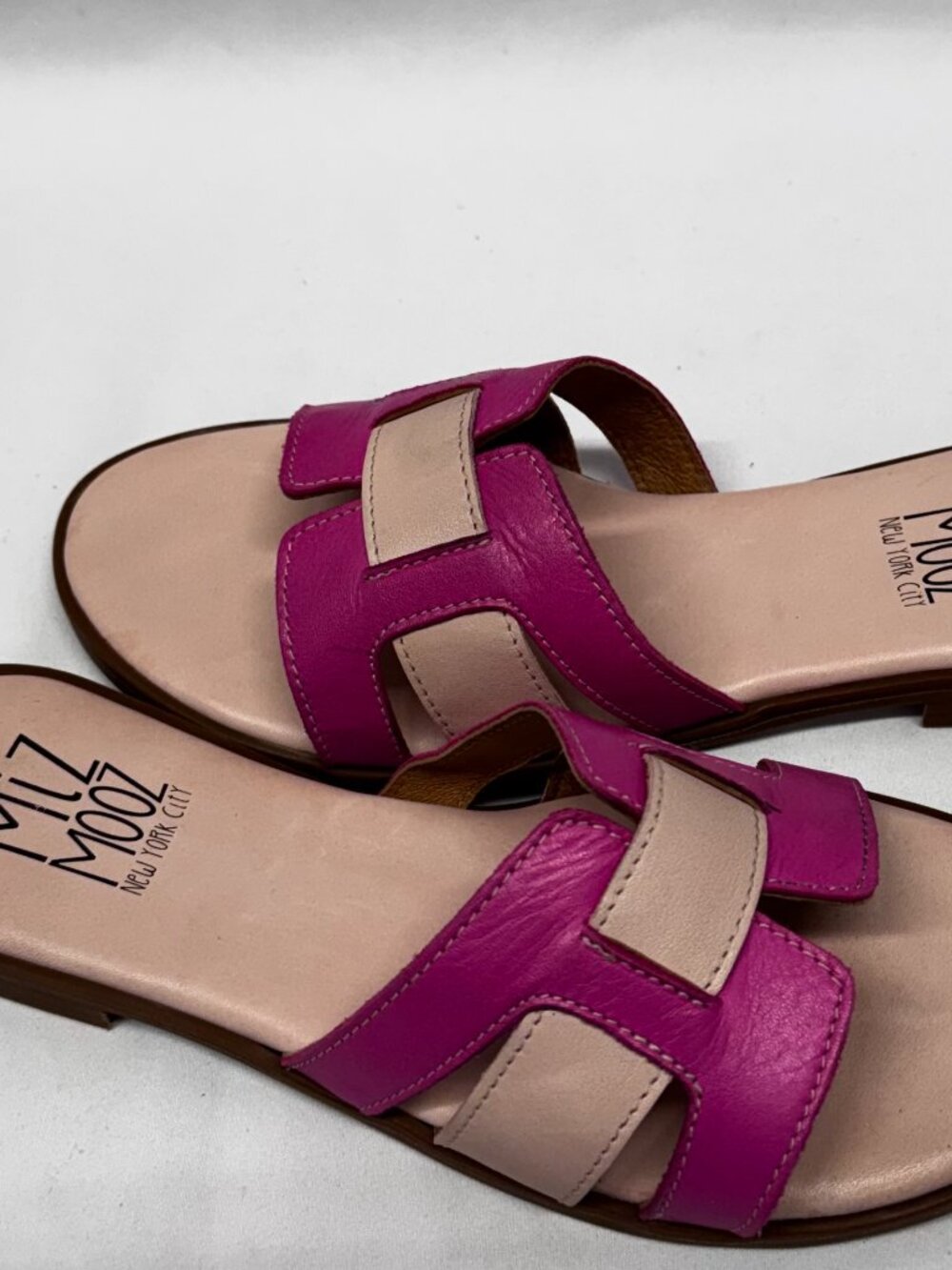 MIZ MOOZ LEATHER SLIP-ON FLAT SANDALS 37EU MAGENTA / PINK / 7US T 193 - Picture 2 of 4